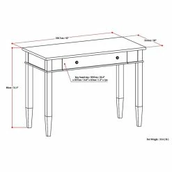 Cheapest ✨ Simpli Home Carlton Wood Transitional 42" Home Office Desk In Brown 😍 -Cheap Executive Store 1377556 5 L