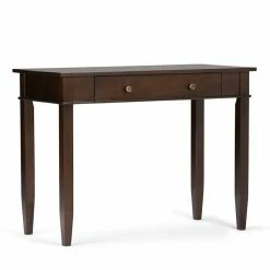 Cheapest ✨ Simpli Home Carlton Wood Transitional 42" Home Office Desk In Brown 😍