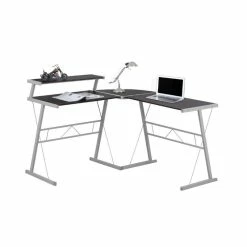 Discount 🎁 Monarch Metal L Shaped Computer Desk In Cappuccino ✔️
