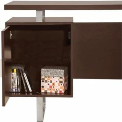 Brand new ⭐ Coaster Glavan 2 Drawer Writing Desk In Cappuccino And Silver ✨ -Cheap Executive Store 1404756 2 L