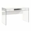 Cheap 🎁 Coaster Dobrev Modern 2 Drawer Writing Desk In Glossy White 🥰