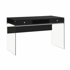 Budget 🧨 Coaster Dobrev Modern 2 Drawer Writing Desk In Glossy Black 🛒