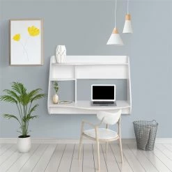 Coupon 🔥 Pemberly Row Floating Desk In White 🛒 -Cheap Executive Store 1463529 8 L