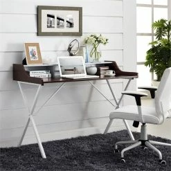 New 🎉 Modway Bin Writing Desk In Cherry 🔥 -Cheap Executive Store 1468114 4 L
