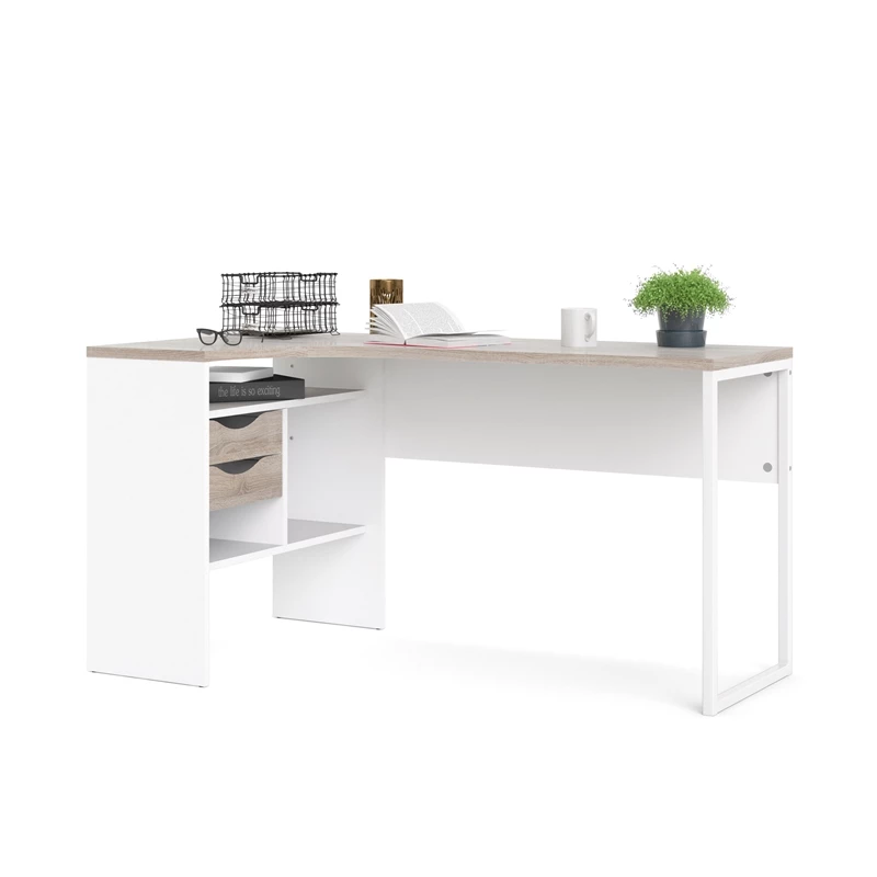 Best Sale π₯° Tvilum Wayland 2 Drawer L Desk In White And Truffle π 8 Best Sale π₯° Tvilum Wayland 2 Drawer L Desk In White And Truffle π - Image 8