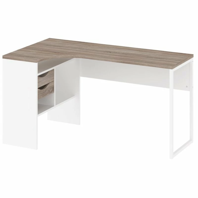Best Sale π₯° Tvilum Wayland 2 Drawer L Desk In White And Truffle π 1 Best Sale π₯° Tvilum Wayland 2 Drawer L Desk In White And Truffle π