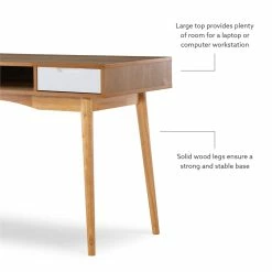Best deal ⌛ Linon Perry Wood Two Drawer Writing Desk In White And Natural 👍 -Cheap Executive Store 1557404 18 L