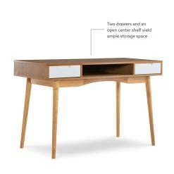 Best deal ⌛ Linon Perry Wood Two Drawer Writing Desk In White And Natural 👍 -Cheap Executive Store 1557404 19 L