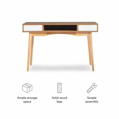 Best deal ⌛ Linon Perry Wood Two Drawer Writing Desk In White And Natural 👍 -Cheap Executive Store 1557404 21 L