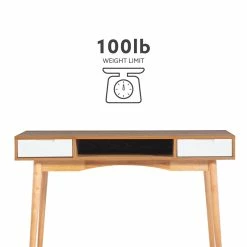 Best deal ⌛ Linon Perry Wood Two Drawer Writing Desk In White And Natural 👍 -Cheap Executive Store 1557404 22 L