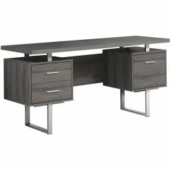 Flash Sale 🎁 Bowery Hill 60" Hollow Core Home Office Desk In Dark Taupe 🎉 -Cheap Executive Store 1570112 1570115 L