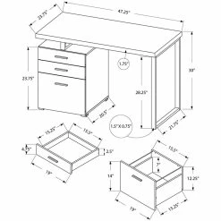 New 🔥 Atlin Designs 48" Adjustable Home Office Desk In Gray 🌟 -Cheap Executive Store 1573844 1573849 L