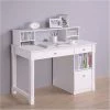 Hot Sale 😀 Bowery Hill Deluxe Solid Wood Desk With Hutch In White 🎉