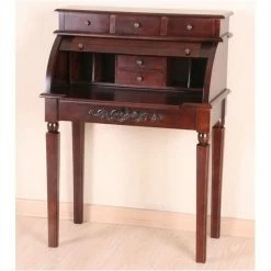 Best Sale ✨ Bowery Hill Roll Top Secretary Desk In Dual Walnut Stain 👍