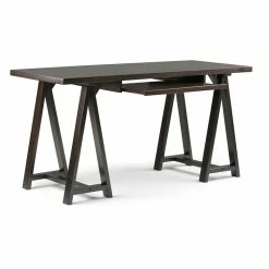 Best Pirce ❤️ Simpli Home Sawhorse Computer Desk In Dark Chestnut Brown 💯 -Cheap Executive Store 1582317 2 L