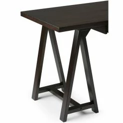 Best Pirce ❤️ Simpli Home Sawhorse Computer Desk In Dark Chestnut Brown 💯 -Cheap Executive Store 1582317 3 L