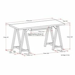Best Pirce ❤️ Simpli Home Sawhorse Computer Desk In Dark Chestnut Brown 💯 -Cheap Executive Store 1582317 5 L