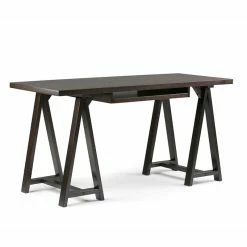 Best Pirce ❤️ Simpli Home Sawhorse Computer Desk In Dark Chestnut Brown 💯