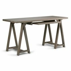 Wholesale 🥰 Simpli Home Sawhorse Computer Desk In Distressed Gray 💯 -Cheap Executive Store 1582318 2 L