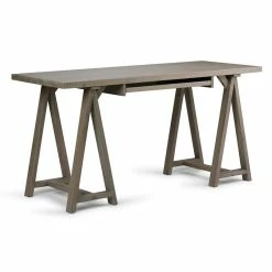 Wholesale 🥰 Simpli Home Sawhorse Computer Desk In Distressed Gray 💯