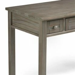 Hot Sale 😀 Simpli Home Warm Shaker Wood Transitional 48" Writing Office Desk In Gray ✔️ -Cheap Executive Store 1582359 3 L