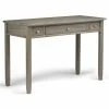 Hot Sale 😀 Simpli Home Warm Shaker Wood Transitional 48" Writing Office Desk In Gray ✔️