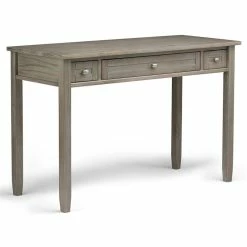 Hot Sale 😀 Simpli Home Warm Shaker Wood Transitional 48" Writing Office Desk In Gray ✔️