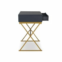 Budget 🎉 Linon Campaign Two Drawer Metal Desk In Blue 💯 -Cheap Executive Store 1598657 8 L