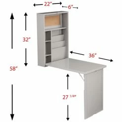 Cheapest ❤️ Southern Enterprises SEI Furniture Fold Out Wall Mount Floating Desk In Gray 🛒 -Cheap Executive Store 1648032 23 L