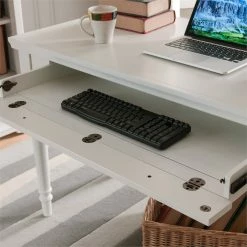 Hot Sale 😉 Leick Furniture Leick Home Office Farmhouse Writing Desk With Center Drawer In White 🎁 -Cheap Executive Store 1670736 4 L