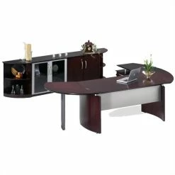 Budget ⌛ Mayline Napoli 72" Desk Set In Mahogany 💯