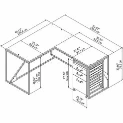 Hot Sale 😍 Bush Furniture Refinery 50" L Shaped Industrial Writing Desk With File Cabinet 🎁 -Cheap Executive Store 1703726 5 L