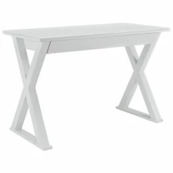 Discount ✨ Pemberly Row Glass Top Writing Desk In White 👏