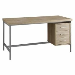 Hot Sale 😉 Pemberly Row 60" Computer Desk In Natural And Silver 🔔