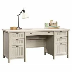 Coupon 🧨 Pemberly Row 30" Executive Desk In Chalked Chestnut 🔥