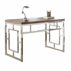 Best Sale ⭐ Maklaine Metal Writing Desk In Wood 🤩