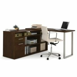 Budget ❤️ Scranton & Co L-Shaped Desk In Chocolate 😍
