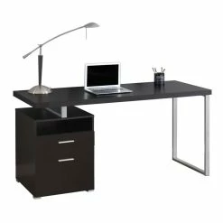 Discount 👏 Scranton & Co 60" Computer Desk In Cappuccino And Silver 🎉