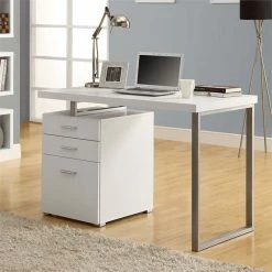 New 😍 Scranton & Co 48" Adjustable Corner Computer Desk In White 😍 -Cheap Executive Store 1786979 L