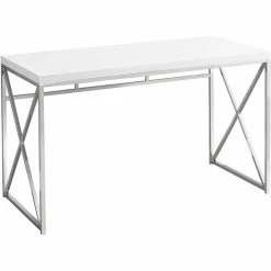 Top 10 ✔️ Scranton & Co 48" Metal Computer Desk In Glossy White 🎉 -Cheap Executive Store 1787065 1787066 L