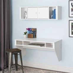 Cheap 👏 Atlin Designs Floating Desk And Hutch Set In White ✔️