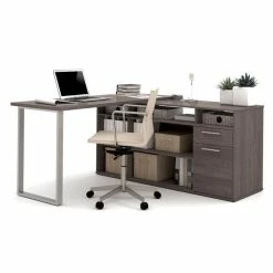 Budget 💯 Atlin Designs L-Shaped Desk In Bark Gray 😍