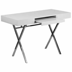 Best Sale 💯 Scranton & Co Computer Desk In Glossy White 🧨