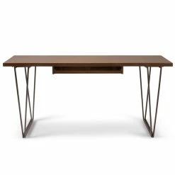 New 🔔 Simpli Home Ryder 66" W SOLID WOOD Modern Writing Office Desk In Natural Aged Brown ✔️ -Cheap Executive Store 1855950 2 L
