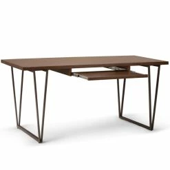 New 🔔 Simpli Home Ryder 66" W SOLID WOOD Modern Writing Office Desk In Natural Aged Brown ✔️ -Cheap Executive Store 1855950 3 L