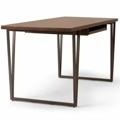 New 🔔 Simpli Home Ryder 66" W SOLID WOOD Modern Writing Office Desk In Natural Aged Brown ✔️ -Cheap Executive Store 1855950 4 L