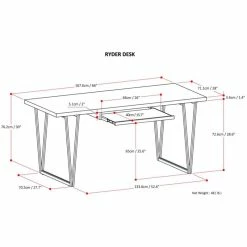 New 🔔 Simpli Home Ryder 66" W SOLID WOOD Modern Writing Office Desk In Natural Aged Brown ✔️ -Cheap Executive Store 1855950 9 L
