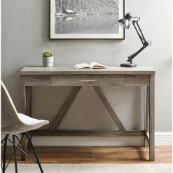Promo 🤩 Walker Edison 46" A-Frame Desk - Grey Wash 😀 -Cheap Executive Store 1870490 6 L