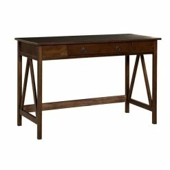 Deals 🌟 Riverbay Furniture Writing Desk In Antique Tobacco ⌛