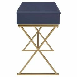 Cheapest 🌟 Riverbay Furniture Writing Desk In Blue And Gold ⌛ -Cheap Executive Store 1878203 2 L